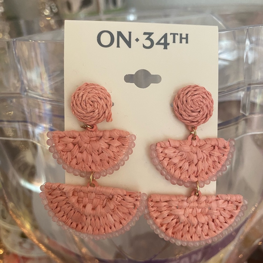 On•34th Pink Woven Earrings